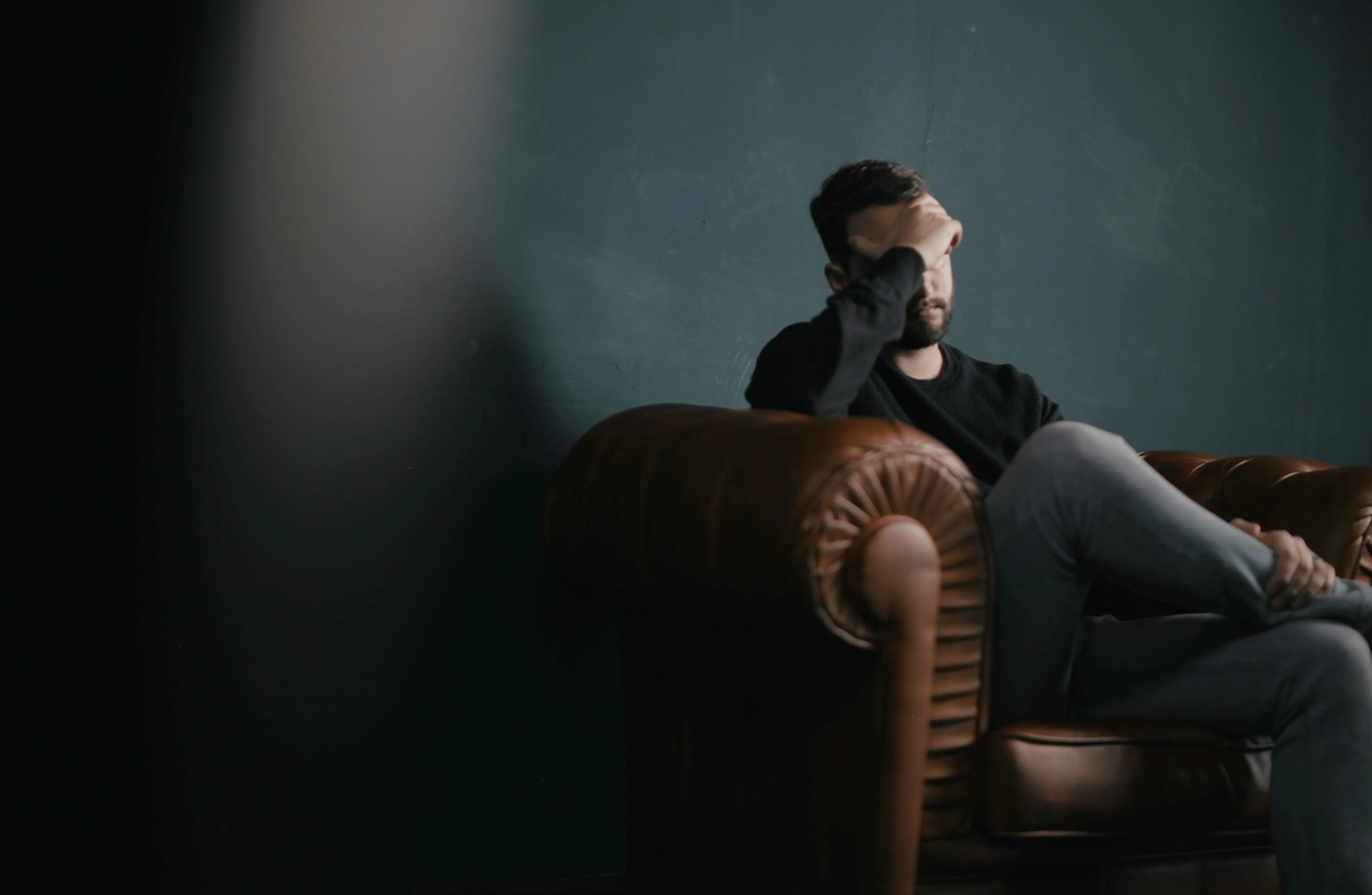 A man alone in thought — the moment of honest reflection