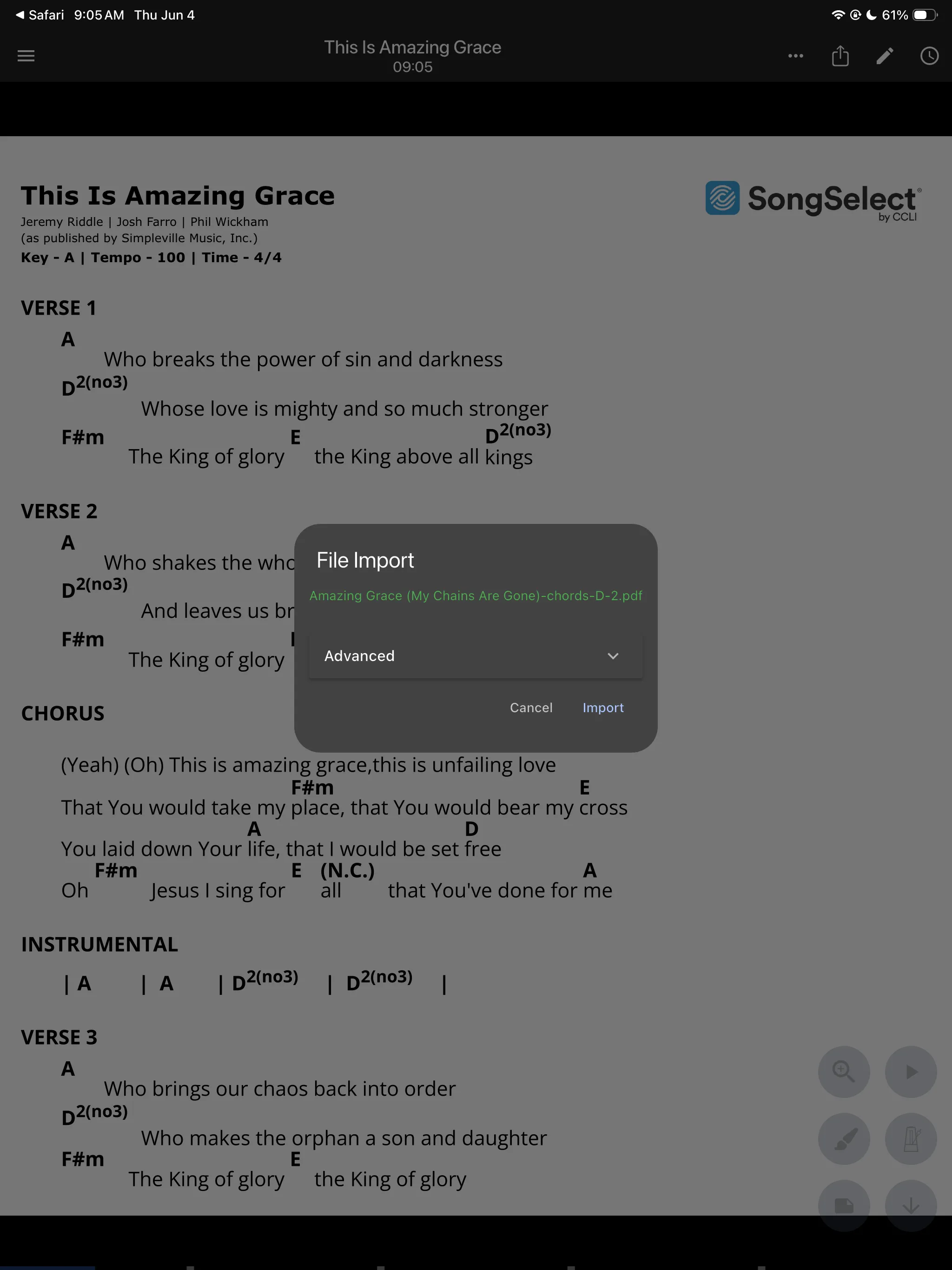 Notability — chord sheets with arrangement notes added